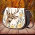 Stunning beautiful deer with yellow roses painted saddle bag