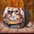 Tea party owls saddle bag
