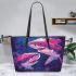 Tender Encounters and Sweet Gestures Amongst Darling Sharks Leather Tote Bag