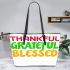 thankful grateful blessed papa Leather Tote Bag