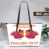 Thanksgiving Day the holiday has a certain feeling to it Leather Tote Bag