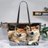 The Alluring Shiba Inu Pals Leather Tote Bag