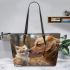 The Dog and Cat Bond Leather Tote Bag