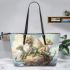 Three dragons on the cloud like sphere leather tote bag