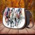 Three horses watercolor style saddle bag