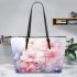 Tranquil blooms leather tote bag