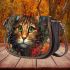 Tranquil cat among wildflowers Saddle Bags for Women: Perfect Gift for Girlfriend, Wife, Daughter