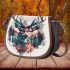 Trash polka style deer portrait saddle bag