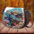 Turtle swimming among coral reefs saddle bag