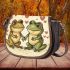 Two cute cartoon frogs in love saddle bag