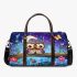 Two cute cartoon owls sitting on a log in love 3d travel bag