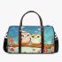 Two cute cartoon owls sitting on a log in love 3d travel bag