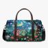 Two cute cartoon owls sitting on an old tree trunk 3d travel bag