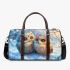 Two cute owls in love beautiful snow forest 3d travel bag