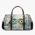 Two cute owls with feathers in shades of blue 3d travel bag