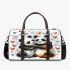 Two cute pandas hugging surrounded 3d travel bag