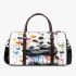 Two cute pandas hugging surrounded colorful hearts 3d travel bag