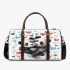 Two cute pandas hugging surrounded colorful hearts 3d travel bag