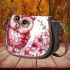 Valentine pink cute owl with flowers saddle bag