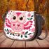 Valentine's day cute pink owl with flowers and heart saddle bag