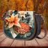 Vibrant Geometric Floral Arrangement Saddle Bag