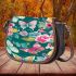 Vibrant pattern of pink and turquoise butterflies saddle bag