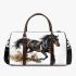 Watercolor black horse 3d travel bag