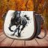 Watercolor black horse saddle bag
