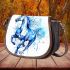 Watercolor blue horse saddle bag