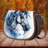 Watercolor blue horse saddle bag