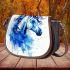 Watercolor blue horse saddle bag