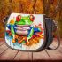 Watercolor cute cartoon red eyed tree frog saddle bag