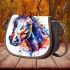 Watercolor horse colorful splashes saddle bag