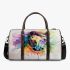 Watercolor horse in rainbow colors 3d travel bag