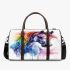 Watercolor horse in rainbow colors 3d travel bag