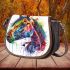 Watercolor illustration colorful horse head saddle bag