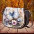 Watercolor painting of butterflies and flowers saddle bag