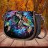 Watercolor painting of two sea turtles kissing saddle bag