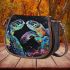 Watercolor painting of two sea turtles kissing saddle bag