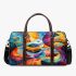 Watercolor painting with colorful patterns and shapes 3d travel bag