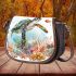 Watercolor sea turtle with coral reef and fish saddle bag