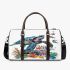 Watercolor sea turtle with coral reef and fish 3d travel bag