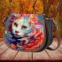 Whimsical cat in colorful abstraction Saddle Bags for Women: Perfect Gift for Girlfriend, Wife, Daughter