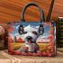 Whimsical pooch coffee-loving canine in the fall small handbag