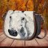 White horse painting saddle bag