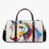 White horse with colorful paint splashes on its face 3d travel bag