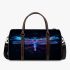 With a neon blue and purple dragonfly 3d travel bag