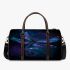 With a neon blue and purple dragonfly 3d travel bag