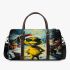 Yellow grinchy with black sunglass and dancing cats 3d travel bag