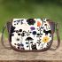 Pattern of flowers dogs cats mushrooms Saddle Bag, Totes, Crossbody, Purse: Bag Gift Idea for Girlfriend, Sitter, Birthday, Women ,Daughter, Mama, Ladies